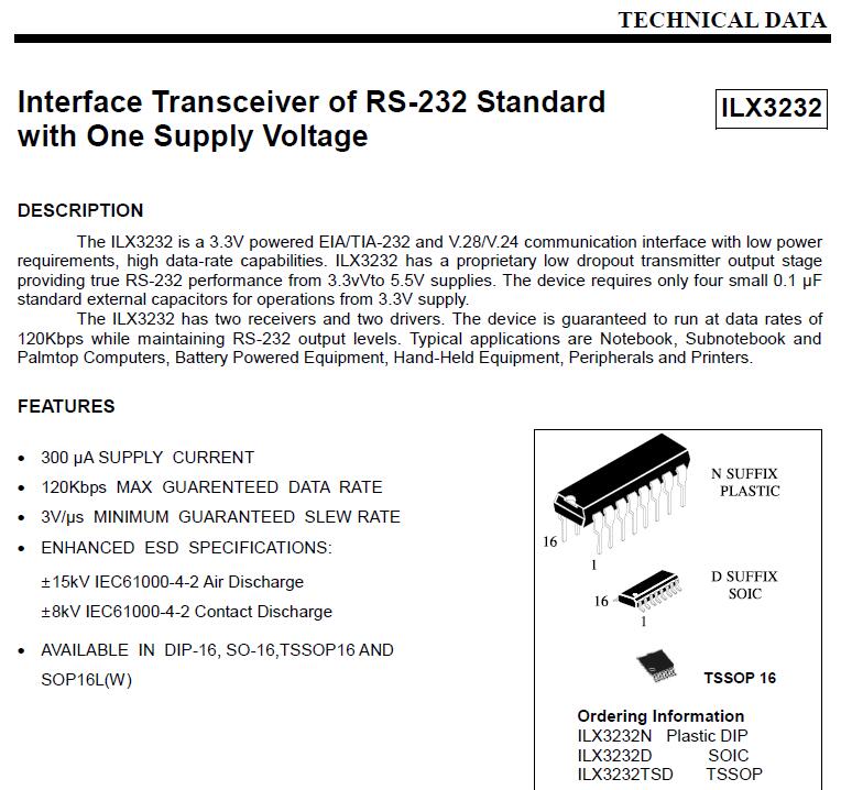 IKSEMI RS232收发器ILX3232替代MAX3232