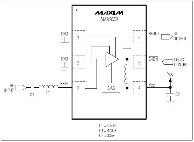 MAX2659ELT+T Maxim低噪声RF放大器-奥伟斯